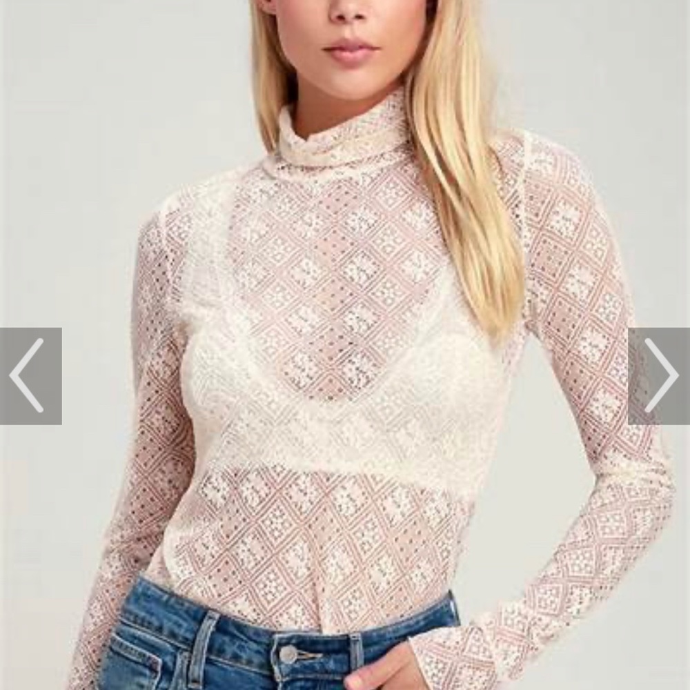 NWT Free People Mesh Ivory Top Sz XS